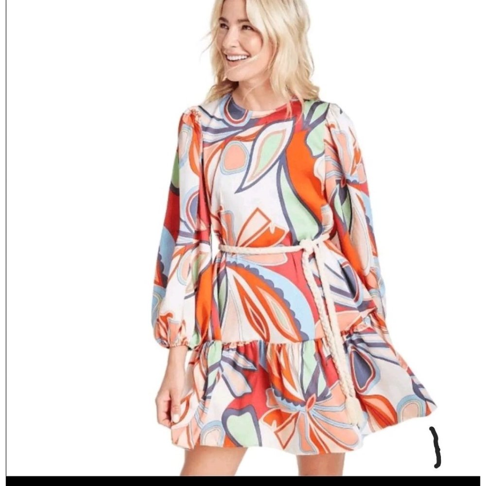 ALEXIS for Target Orange Red Print mini Dress size Medium New 60s 70s